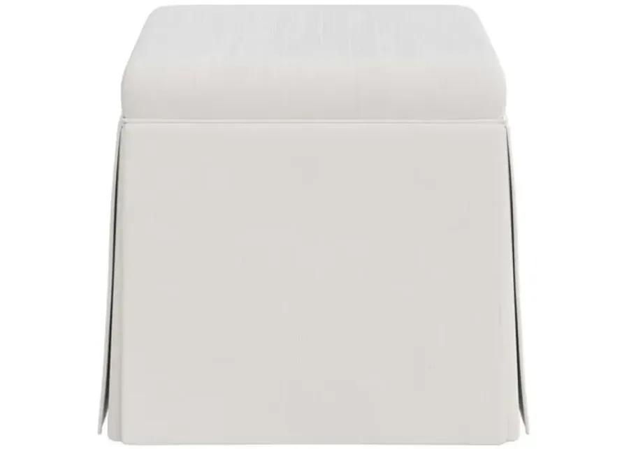 Anne Velvet Skirted Storage Ottoman - White