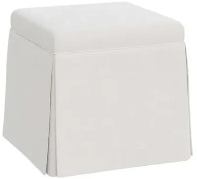 Anne Velvet Skirted Storage Ottoman - White