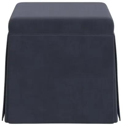 Anne Velvet Skirted Storage Ottoman - Blue