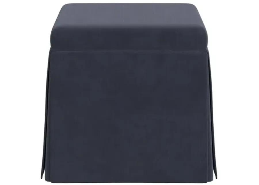 Anne Velvet Skirted Storage Ottoman - Blue