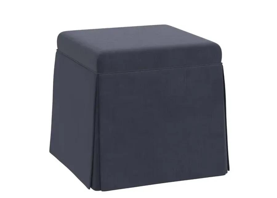 Anne Velvet Skirted Storage Ottoman - Blue