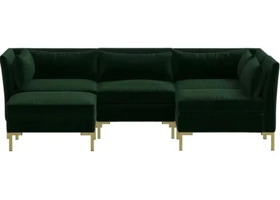 Marceau Velvet U-Shaped Sectional - Green