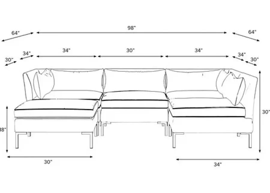 Marceau Velvet U-Shaped Sectional - Green