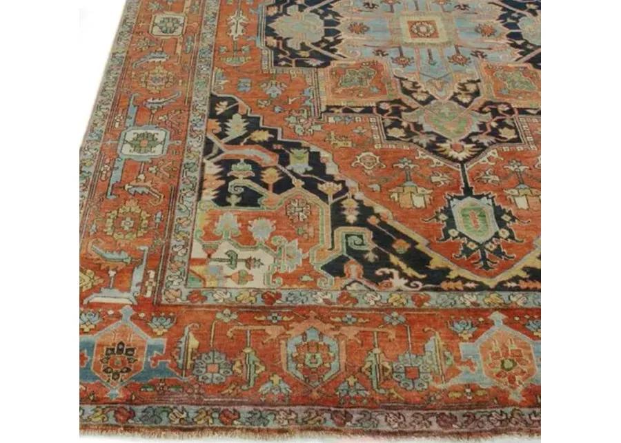 Antique Weave Serapi hand-knotted Rug - Rust/Navy - Exquisite Rugs - Red - Red