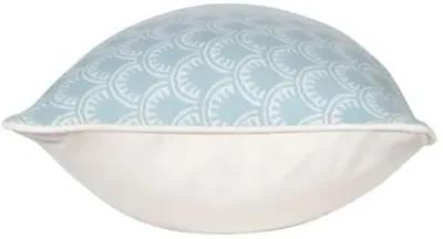 Scallop Outdoor Lumbar Pillow - Aqua/White