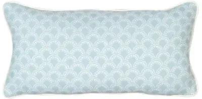 Scallop Outdoor Lumbar Pillow - Aqua/White