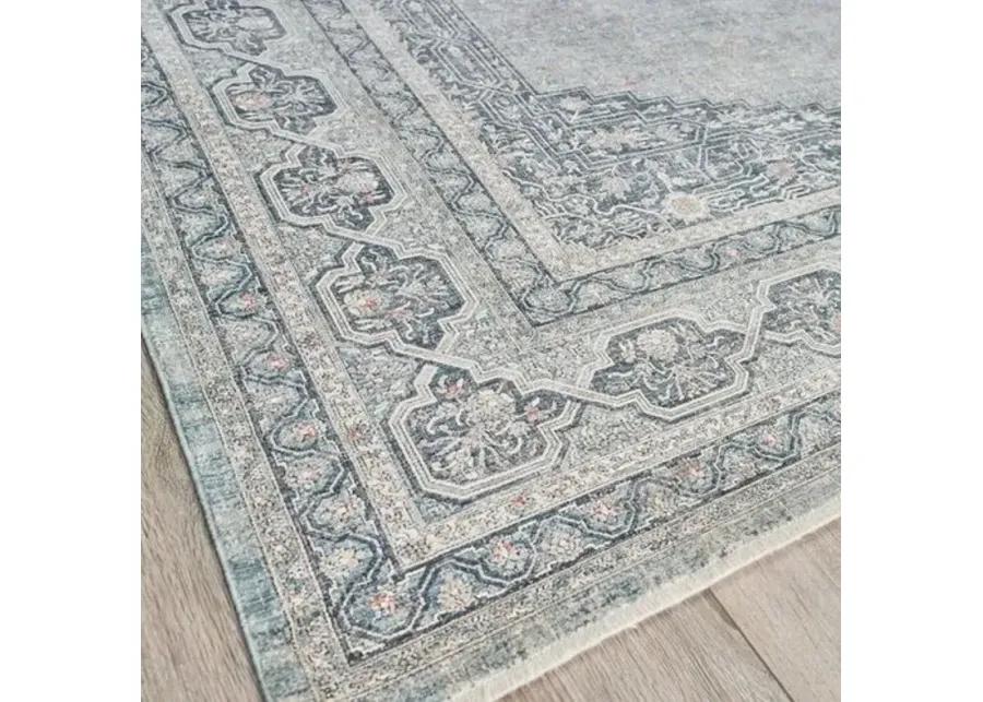 Heritage hand-broadloomed Rug - Light Blue/Rust - Exquisite Rugs - Blue