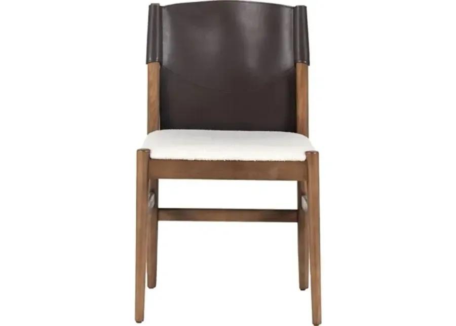 Peyton Leather Dining Chair - Espresso/Faux Shearling - Beige