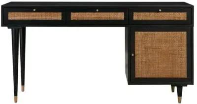 Wyatt Rattan Cane Desk - Black/Brown - Handcrafted