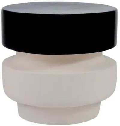 Nolan Outdoor Ceramic Accent Table - Black/White - Handcrafted - 16 x 16 x 15