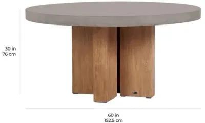 Ethel Teak Outdoor 60" Dining Table - Gray Concrete - Handcrafted