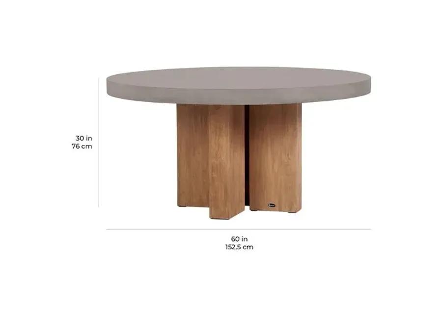 Ethel Teak Outdoor 60" Dining Table - Gray Concrete - Handcrafted