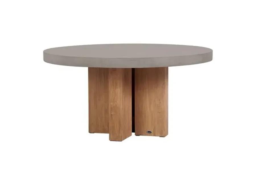 Ethel Teak Outdoor 60" Dining Table - Gray Concrete - Handcrafted