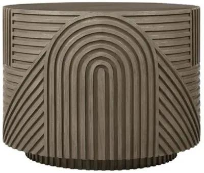 Maxine Outdoor Round Drum Side Table - Brown