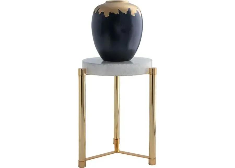 Stoneridge Accent Table - Gold/White - Port 68 - 19Dia x 24H in