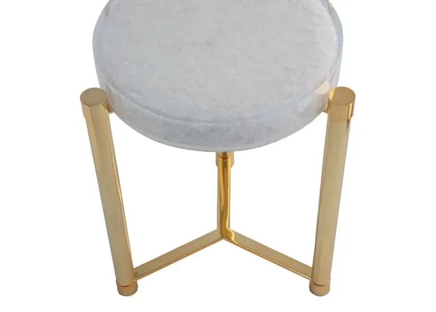 Stoneridge Accent Table - Gold/White - Port 68 - 19Dia x 24H in