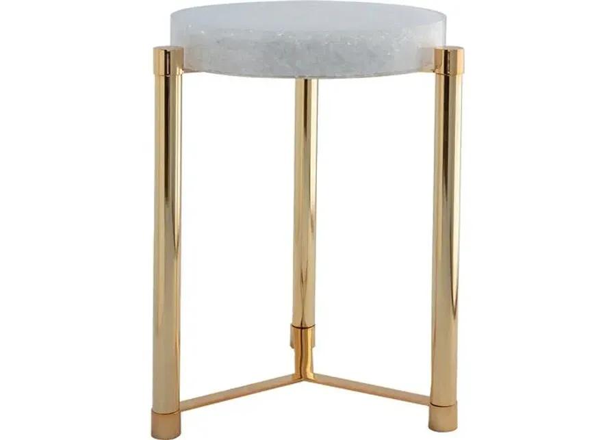 Stoneridge Accent Table - Gold/White - Port 68 - 19Dia x 24H in