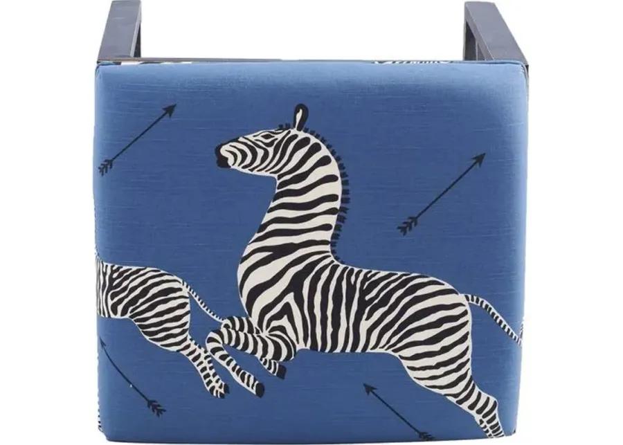 Medallion Zebra Scalamandr Left Facing Single Bench - Blue/Black - Port 68