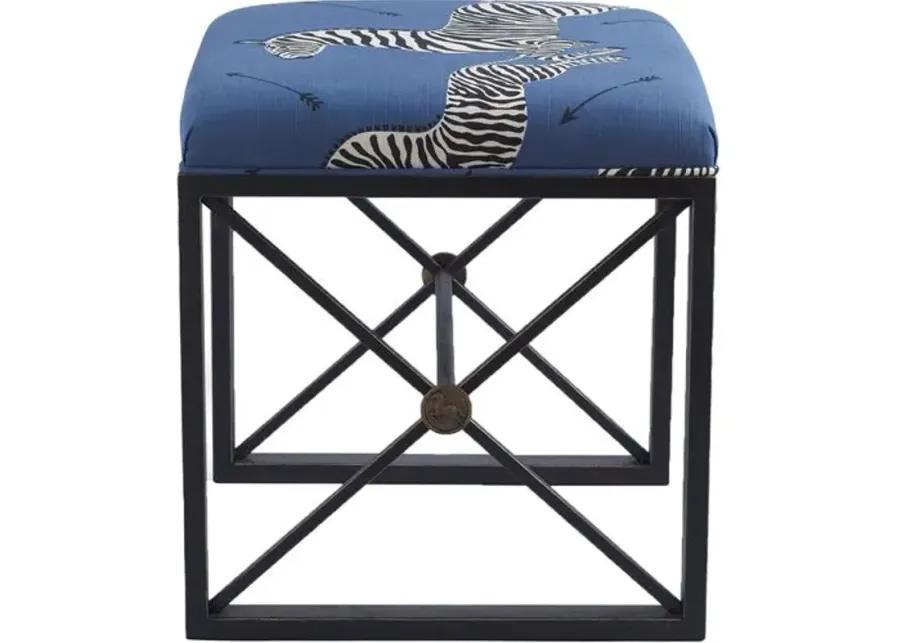 Medallion Zebra Scalamandr Left Facing Single Bench - Blue/Black - Port 68