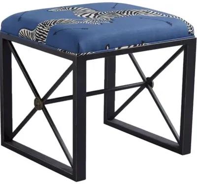 Medallion Zebra Scalamandr Left Facing Single Bench - Blue/Black - Port 68