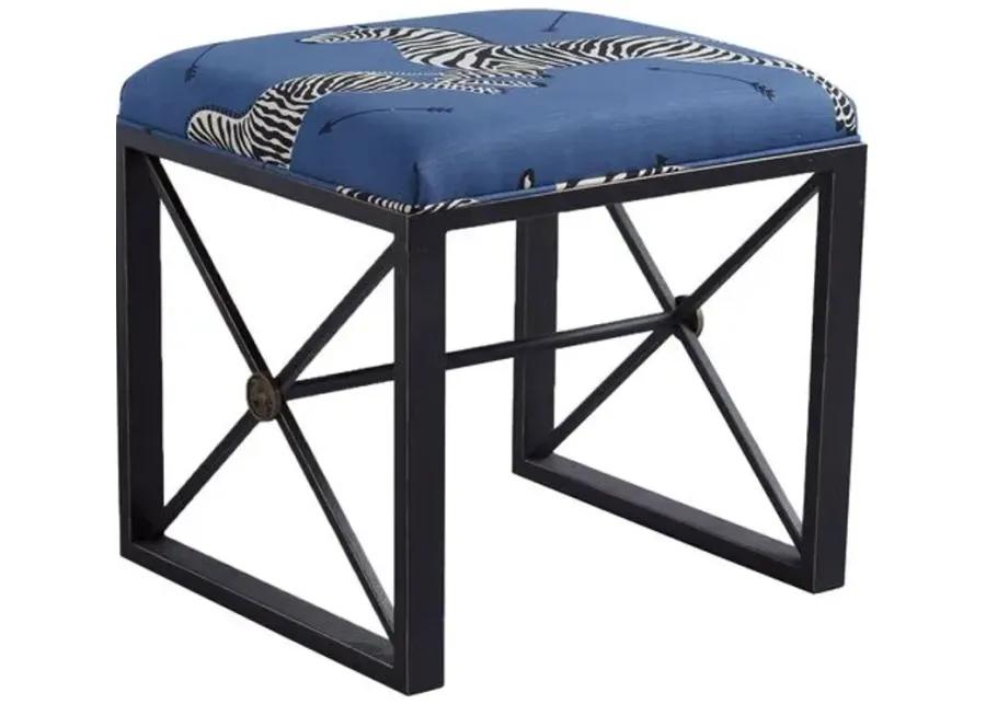 Medallion Zebra Scalamandr Left Facing Single Bench - Blue/Black - Port 68