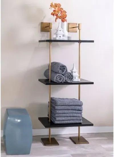 Marais 3-Tier Narrow Wall Shelf - Black/Aged Brass - Port 68