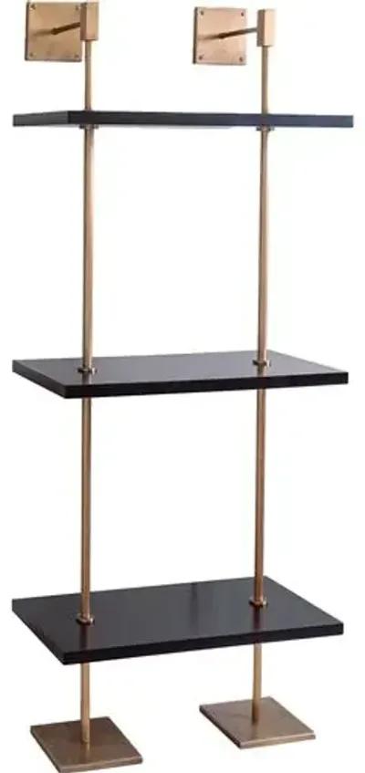 Marais 3-Tier Narrow Wall Shelf - Black/Aged Brass - Port 68