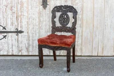 Rosewood Antique Anglo Indian Chair - de-cor - Red