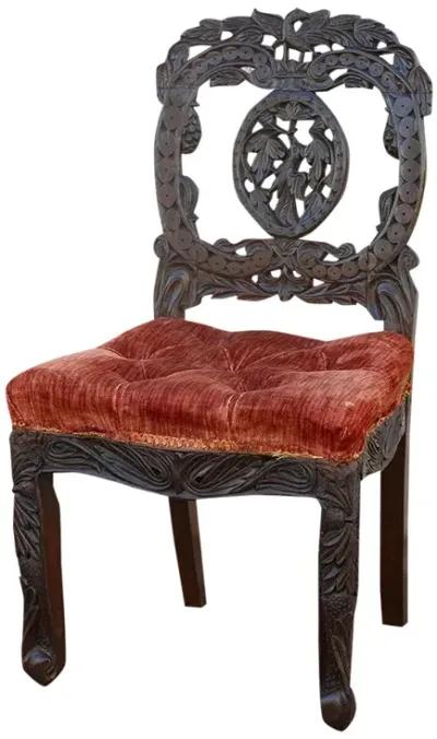 Rosewood Antique Anglo Indian Chair - de-cor - Red