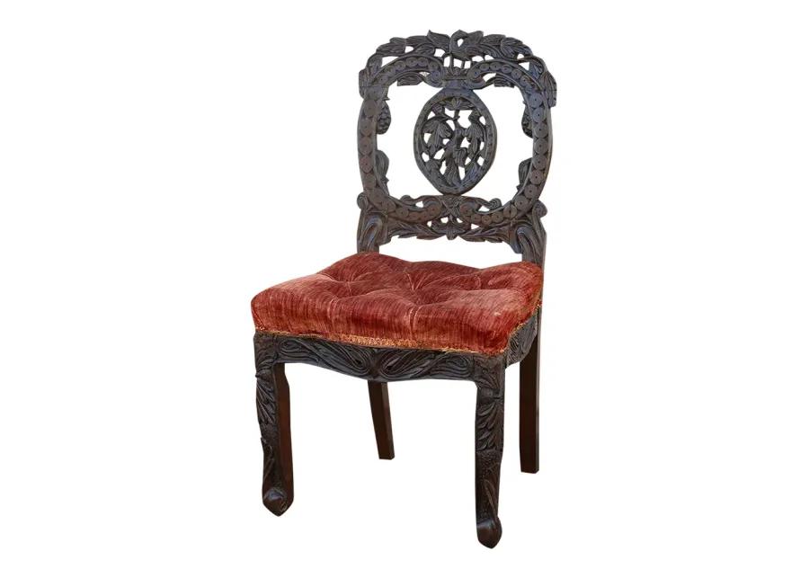 Rosewood Antique Anglo Indian Chair - de-cor - Red