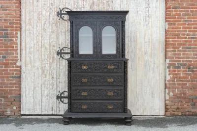 Antique Anglo-Indian Secretary Cabinet - de-cor - black