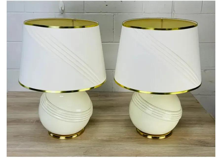 Cream & Gold Round Table Lamps - Set of 2 - 2-b-Modern