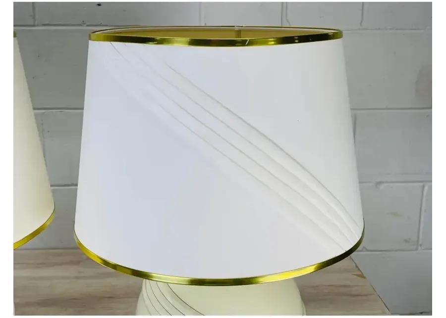 Cream & Gold Round Table Lamps - Set of 2 - 2-b-Modern