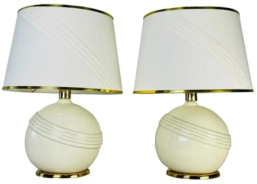 Cream & Gold Round Table Lamps - Set of 2 - 2-b-Modern