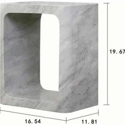 Adele Marble Side Table - White - Handcrafted