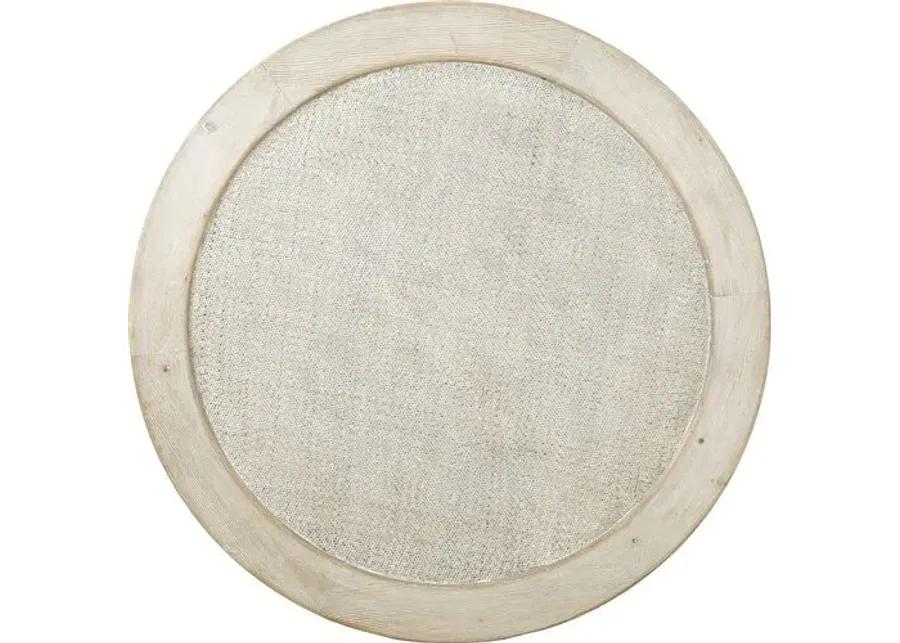 Anita 50" Round Coffee Table - Weathered Whitewash - Handcrafted - Beige