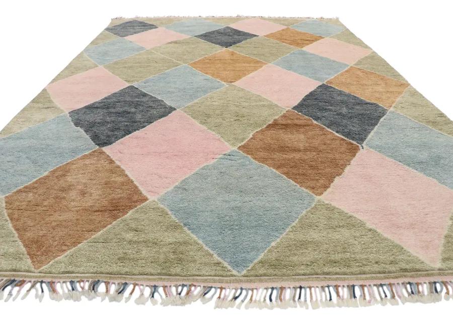 Moroccan Style Argyle Rug - 9'00 x 12'09 - Esmaili Rugs & Antiques - Pink - Pink