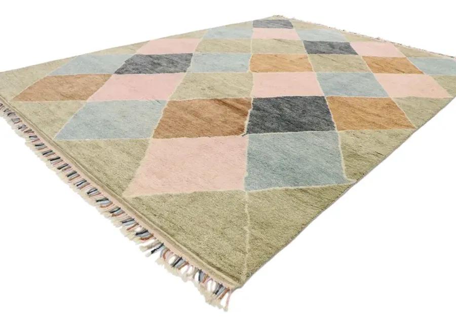 Moroccan Style Argyle Rug - 9'00 x 12'09 - Esmaili Rugs & Antiques - Pink - Pink