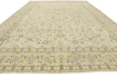 Antique Persian Kashan Rug - 8'7 x 12'8 - Esmaili Rugs & Antiques - Beige - Beige