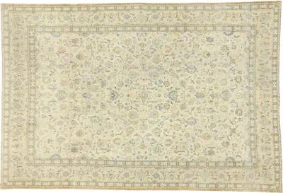 Antique Persian Kashan Rug - 8'7 x 12'8 - Esmaili Rugs & Antiques - Beige - Beige