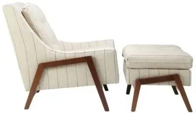 Grace Chair and Footstool - Beige Stripe - Kim Salmela