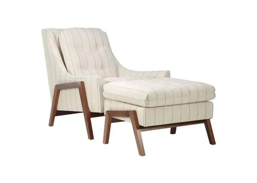 Grace Chair and Footstool - Beige Stripe - Kim Salmela