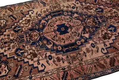 Vintage Persian Brown Medallion Wool Rug - Apadana - Brown