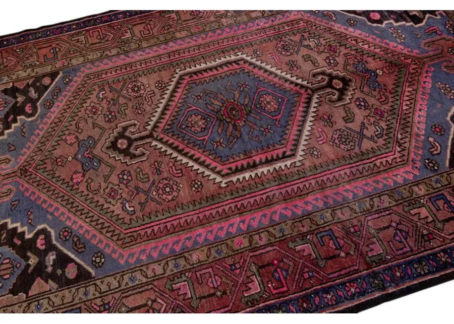 Vintage Persian Red Geometric Wool Rug - Apadana - Red