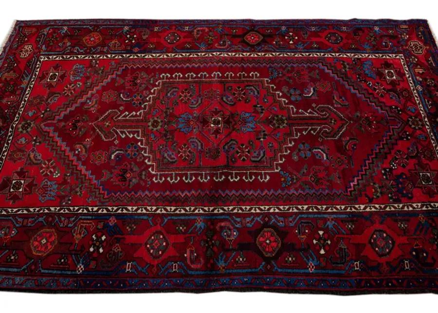 Persian Red Geometric Wool Rug - Apadana - Red