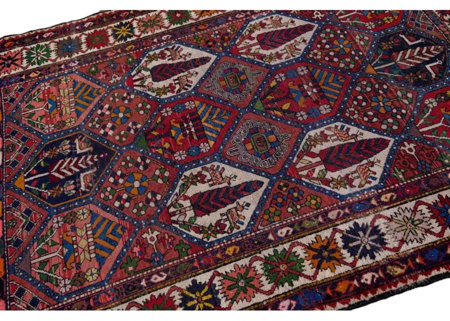 Persian Red Geometric Wool Rug - Apadana - Red