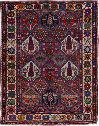 Persian Red Geometric Wool Rug - Apadana - Red