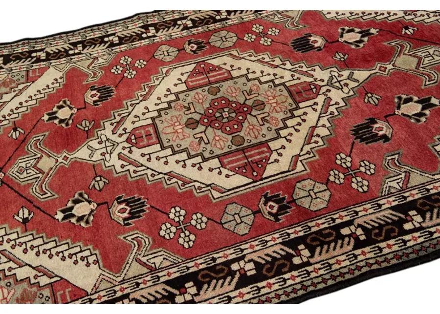 Persian Red Geometric Wool Rug - Apadana - Red