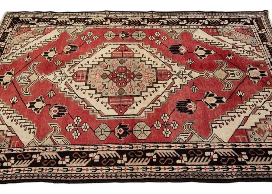 Persian Red Geometric Wool Rug - Apadana - Red