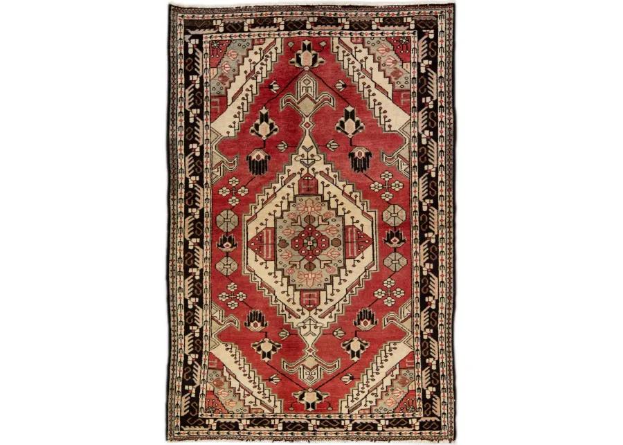 Persian Red Geometric Wool Rug - Apadana - Red